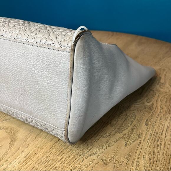 Tory Burch Embossed Leather Bryant East West Tote Gray Shoulder Bag Le Fleur - Picture 7 of 15